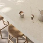 Caesarstone ICON 8252 Sedara white modern one-wall kitchen with island