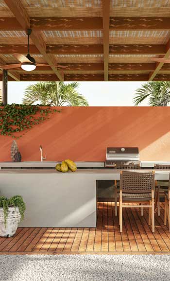 Caesarstone Porcelain 410 Aluminous in outdoor modern kitchen