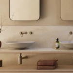 Caesarstone Porcelain 8151 Moonflow surface in modern bathroom